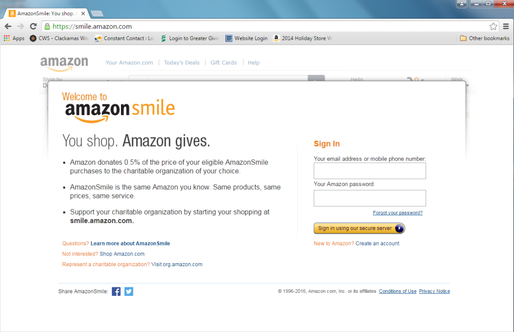 AmazonSmile homepage